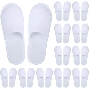 12 Pairs Disposable Spa Slippers Fluffy Closed Toe Spa Slippers for Hotel, Home, Guest Use, Fits up to US Men Size 10 and Women Size 11