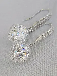 1 Pair Fashion Rhinestone Decorated Dangle Earrings, Elegant Copper Inlaid Zircon Drop Earrings for Women, Versatile Earrings, Anniversary Birthday Jewellery Gift, Jewelry Gifts