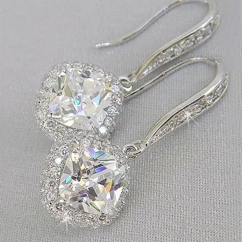 1 Pair Fashion Rhinestone Decorated Dangle Earrings, Elegant Copper Inlaid Zircon Drop Earrings for Women, Versatile Dangling Earrings, Anniversary Birthday Jewellery Gift, Jewelry Gifts