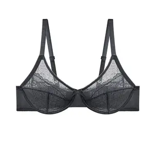 MUSE Theory Plus Size Floral Lace Minimizer Bra Underwire Unlined Unpadded Full Coverage Breathable Mesh Cup Theory