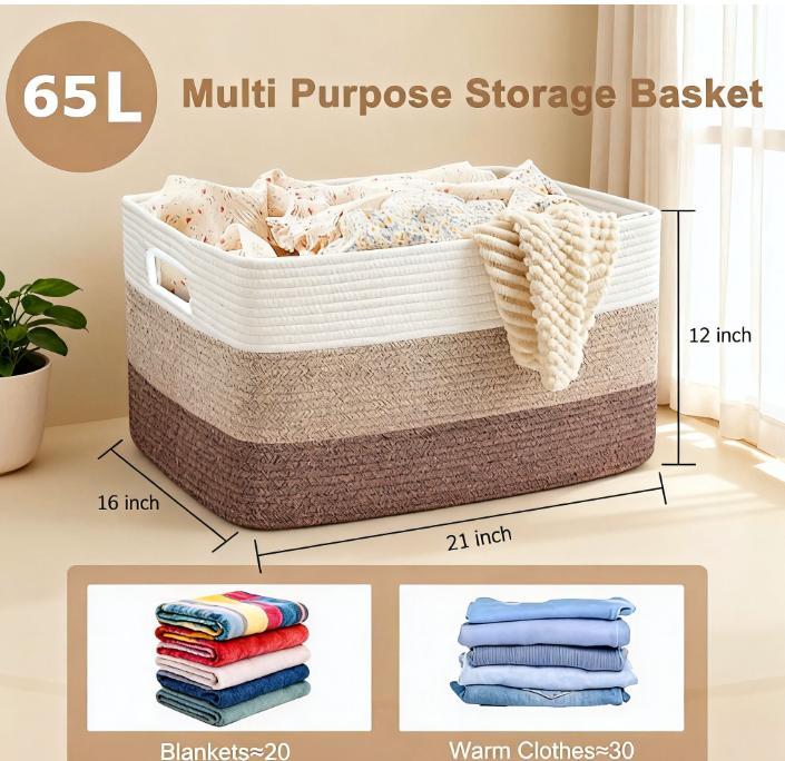 Large Blanket Basket, 21”X16”X12” Rectangle Woven Baskets Living Room Blanket Storage, With Handle Pillows, Blanket Organizing Area Dedicated Gradient Yellow Large Capacity Storage Basket Large Blanket Basket, 21”X16”X12” Rectangle Woven Baskets Living Room Blanket Storage, With Handle Pillows, Blanket Organizing Area Dedicated Gradient Yellow Large Capacity Storage Basket