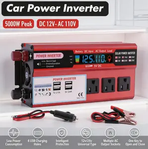 Car Power Inverter 5000W Peak Modified Sine Wave DC to AC Converter with Display, Fast Charging USB Ports & Safety Protection for Off-Grid Road Trips