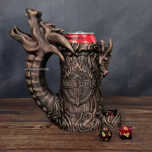 Dragon Slayer Dice Tower Mug Can Koozie - Table Top Gaming Cup - DND Gaming Accessory Reusable