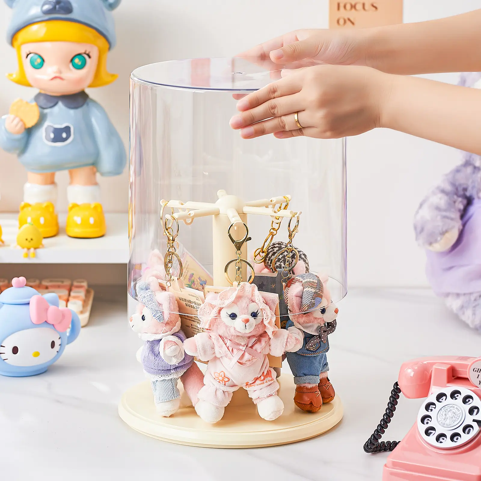 Clear Dustproof Rotating Display Box for Keychain Watch Jewelry Home Organizer Living Room Bedroom Study Room Required Case#SummerWins #DealsForYouDays
