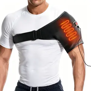 Heated Shoulder Wrap, 3 Temperature Adjustable Heating Shoulder Pad, Soft Breathable Thermal Brace, USB Rechargeable Shoulder Warmer for Rotator Cuff Pain Relief, Home Office Daily Use for Men Women