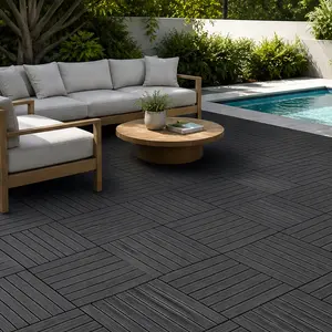 ARCH 12x12 Inch Interlocking Deck Tiles 44 Pack Dark Gray Polypropylene Waterproof Outdoor Patio Flooring for Garden Balcony Poolside Backyard All-Weather Use Easy Install Snap-Together Terrace Tiles, Dark Gray Color Options, Polypropylene Material
