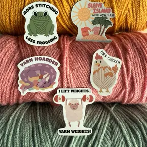 Mini Yarn Themed Sticker Pack of 5 2”Funny Yarn Stickers made of Waterproof vinyl for crocheters and knitters