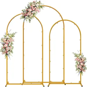 Metal Arch Backdrop Stand Set of 3 Wedding Arch Stand 7.2FT & 6.6FT & 6FT Arched Backdrop Frame for for Wedding Ceremony  Shower Birthday Party Graduation Ceremony Decoration