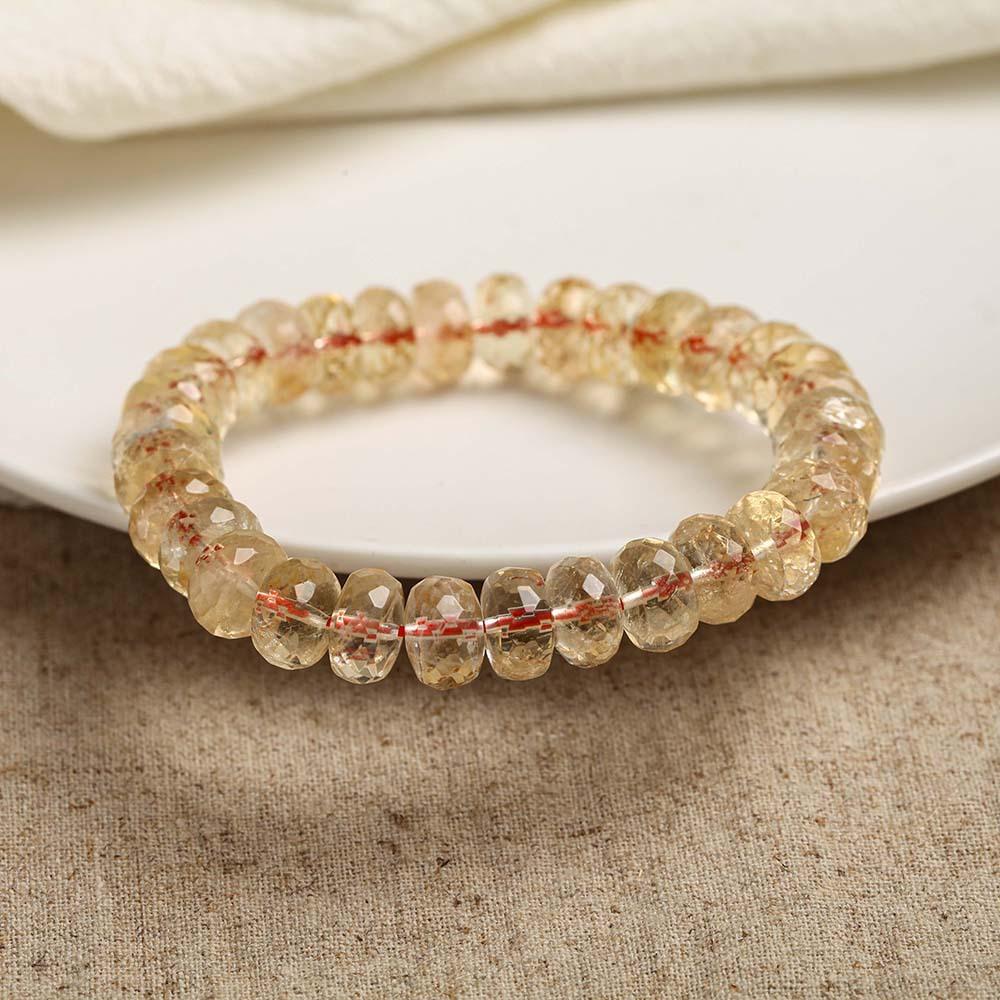 Citrine Bracelet - The Merchant's Stone Money Bracelet Luxury Jewelry Natural Citrine Bracelet Success Stone Energy Healing Women'sFaceted Beaded Crystal Bracelet