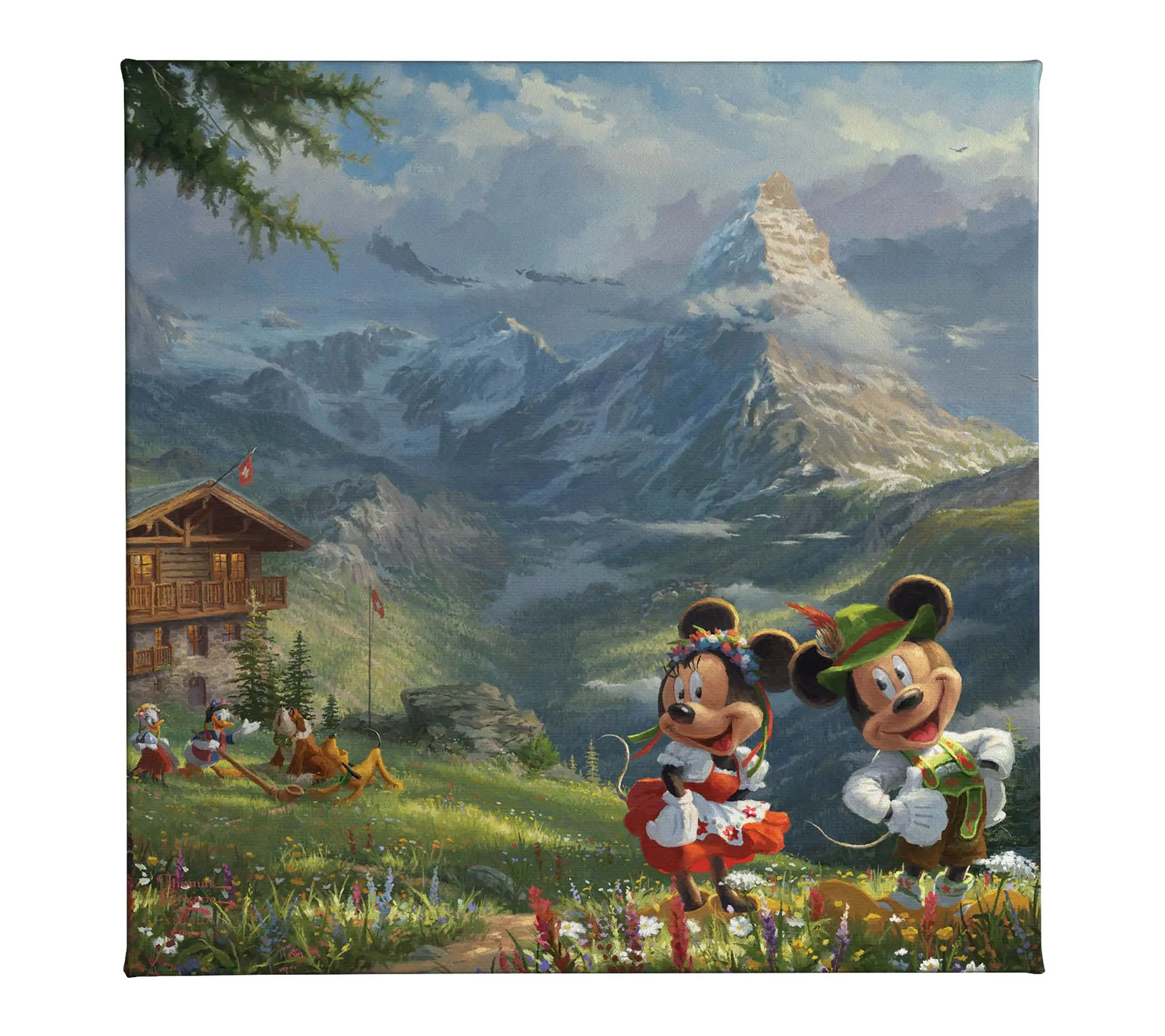 Thomas Kinkade Mickey and Minnie in the Alps 14x14 Gallery Wrap