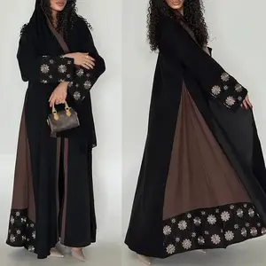 Modern and stylish embroidered long coat Abaya, a new product of embroidered long robe for outerwear