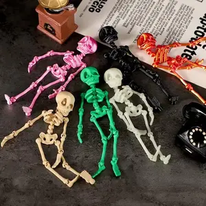 5PCS Colorful 3D Printed Poseable Skeleton Magnetic Figurine, 2025 New 7In Halloween Skeleton Figurines for Fridge, Locker & Desk, Bonus Self-Adhesive Magnet Patches