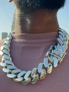 22mm Men's Miami Cuban Chain, Genuine Full diamond, Italian Lock, Hip Hop Trend, Perfect Gift for Valentine's Day, Halloween, Easter