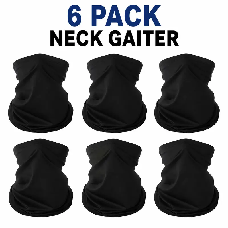 6 Pack Neck Gaiter Balaclava Face Cover Breathable Sun Protection Bandana Headwear for Men Women Outdoor summer set Protective Mask Scarf Mask