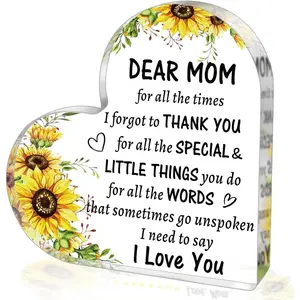 Gifts for Mom From Daughter Son, To My Mom Acrylic Heart Sign Paperweight Presents, Birthday Christmas Mothers Day Valentines Day Gifts for Mom From Kids (Nana Aunt Sister Mimi Mama Grammy Grandma Granny)