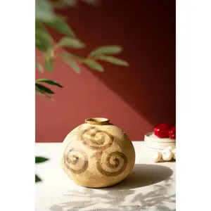 Ceramic Urn Natural With Tobacco Swirls