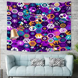 Vibrant Geometric Pattern Beach Tapestry, Colorful Wall Hanging Tapestry for Home Decor, Digital Print Wall Tapestry Featuring Tropical Designs, Perfect for Living Room, Bedroom, or Beach House Decor, Eye-Catching Wall Art to Brighten Up Any Space!