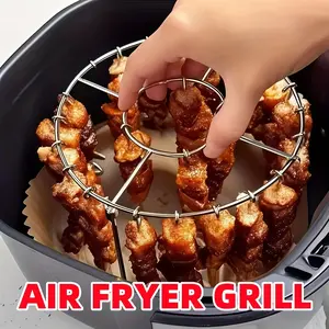 Stainless Steel BBQ Rack for Air Fryer, Compatible with 3qt-6qt Air Fryers, Even Heating, Ideal for Meat and Vegetables, Kitchen and Outdoor Use, Air Fryer Accessories