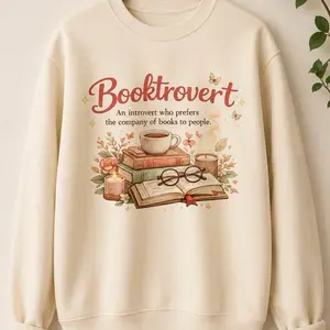 Booktrovert Cozy Sweatshirt | Book Lover Crewneck | Introvert Reader Sweater | Booktok Aesthetic Gift