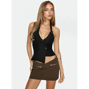 Jordain V-Waist Mini Skirt Brown