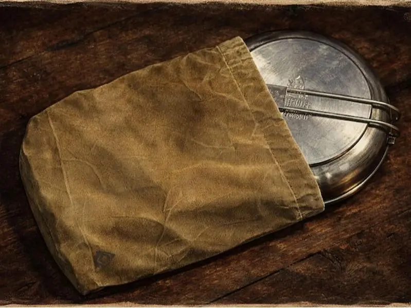 Waxed Canvas Camp Skillet Bag: Vintage Cookware Storage