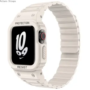 Magnetic Silicone All-In-One Band for Apple Watch, Integrated Protective Strap for Series 1–11/Ultra/SE (38–49mm)