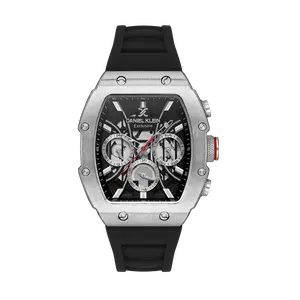 Daniel Klein Exclusive Men Silver/Back Rubber Watch