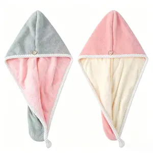 Super Absorbent Coral Velvet Hair Drying Cap Thickened Quick Dry Hair Towel Women Soft Plush Wrap Bath Shower Head Turban Salon Hair Wrap Ca