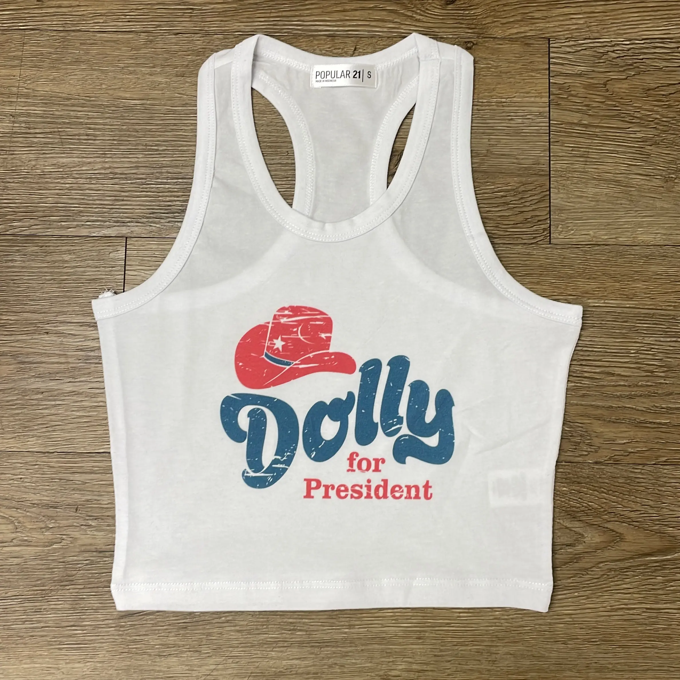 Dolly for president cropped tank top
