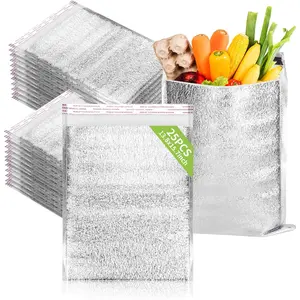 Reusable Insulation Bags 13.8'' x 15.7'' 25 Pcs Self Seal Thermal Insulated Box Liners for Lunch Food Packing Grocery Delivery Insulated Shipping Bags