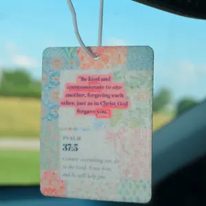 Christian Bible Verse Car Air Freshener with Inspirational Psalm 37:5 Quote - Kit Includes Fragrance Bottle for Custom Scents