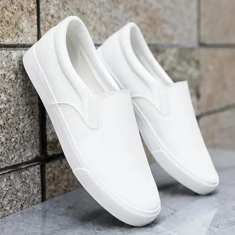 Men's 2024 Casual Fashion Breathable Plain Round Toe Slip-on Shoes, Minimalist Casual Shoes, Simple Lightweight Breathable Comfortable Daily Street Shoes for Daily Footwear, Men's Sneakers, Summer Walking Shoes, Slip on Trainers