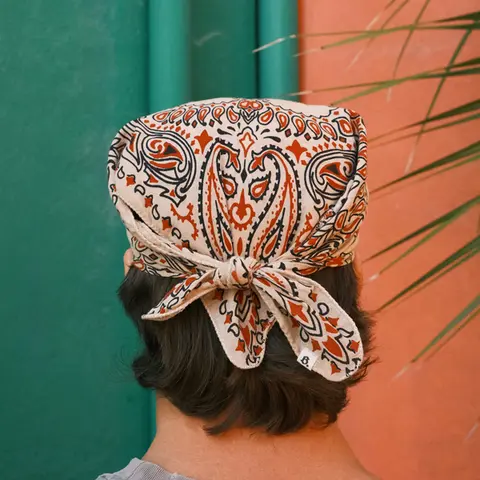 Bight Dusty Bandana – Small-Batch, Hand Block-Printed Organic Cotton Paisley Head Scarf