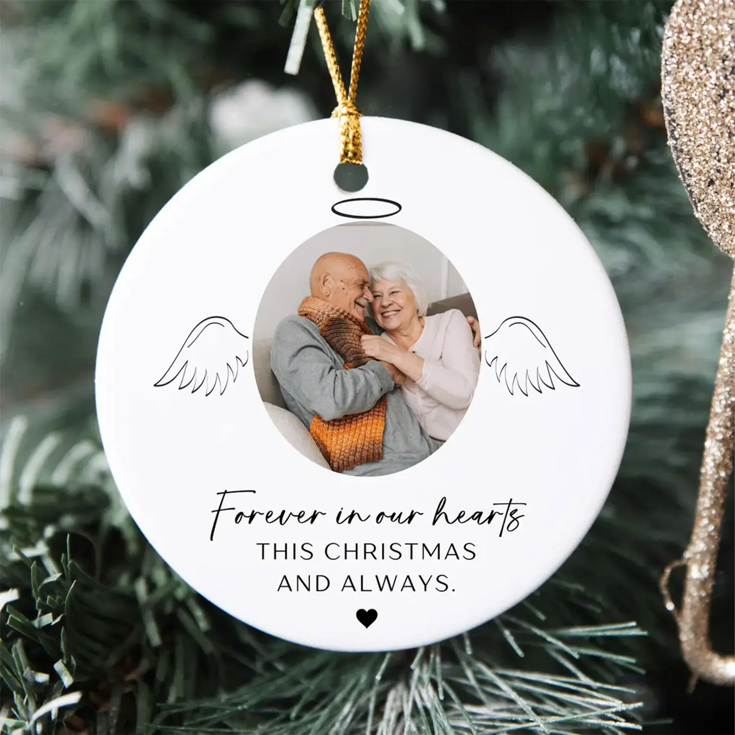 Forever In Our Hearts Christmas Ornament, Custom Photo Memory Ornament, Personalized Memorial Ornament, Remembrance Ornament