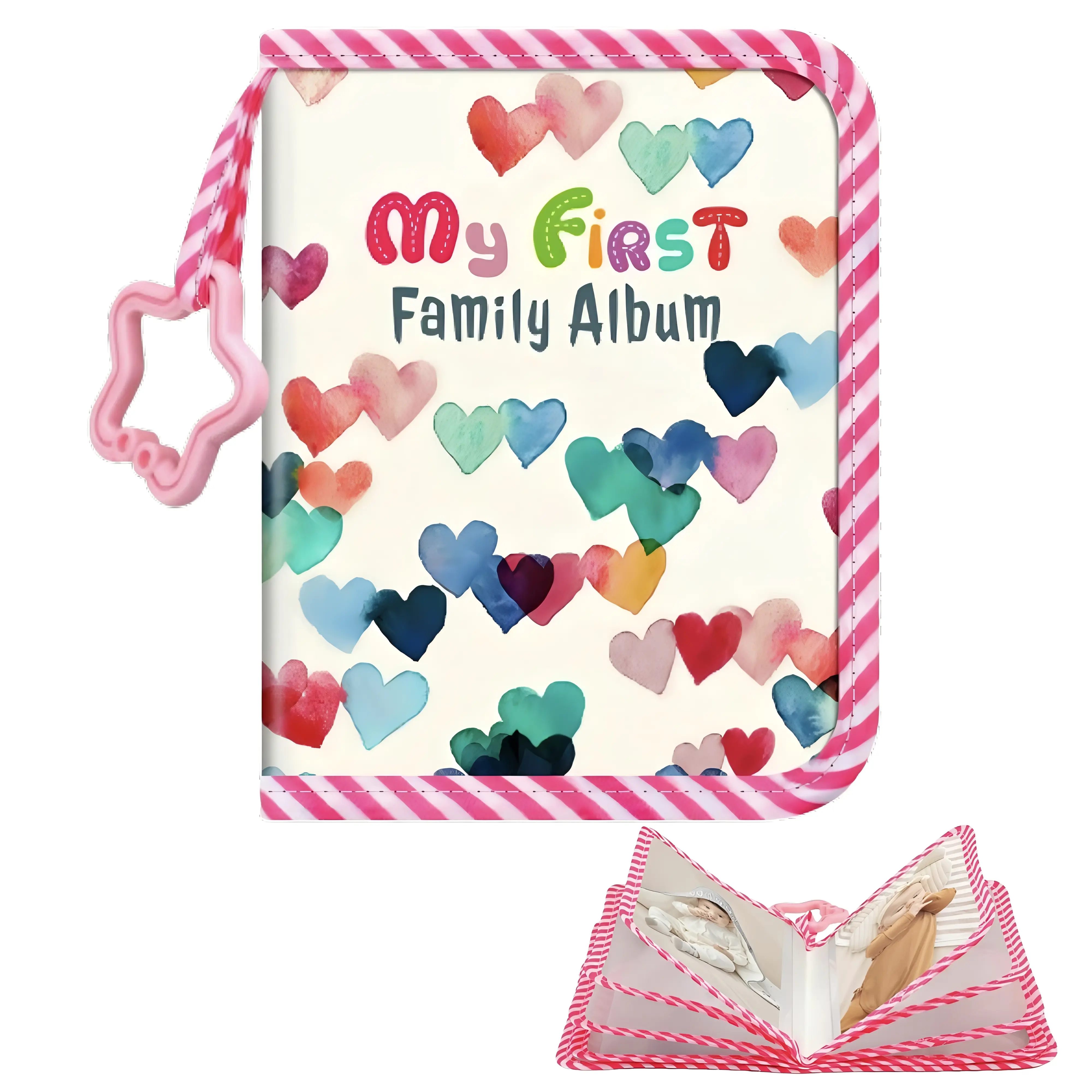 Fintie Photo Album for 4x6 Photos w/18 Pockets [Soft Cloth Cover], Baby Family Photo Book w/Hook, Gift Idea for Baby Shower/Memory/Birthday