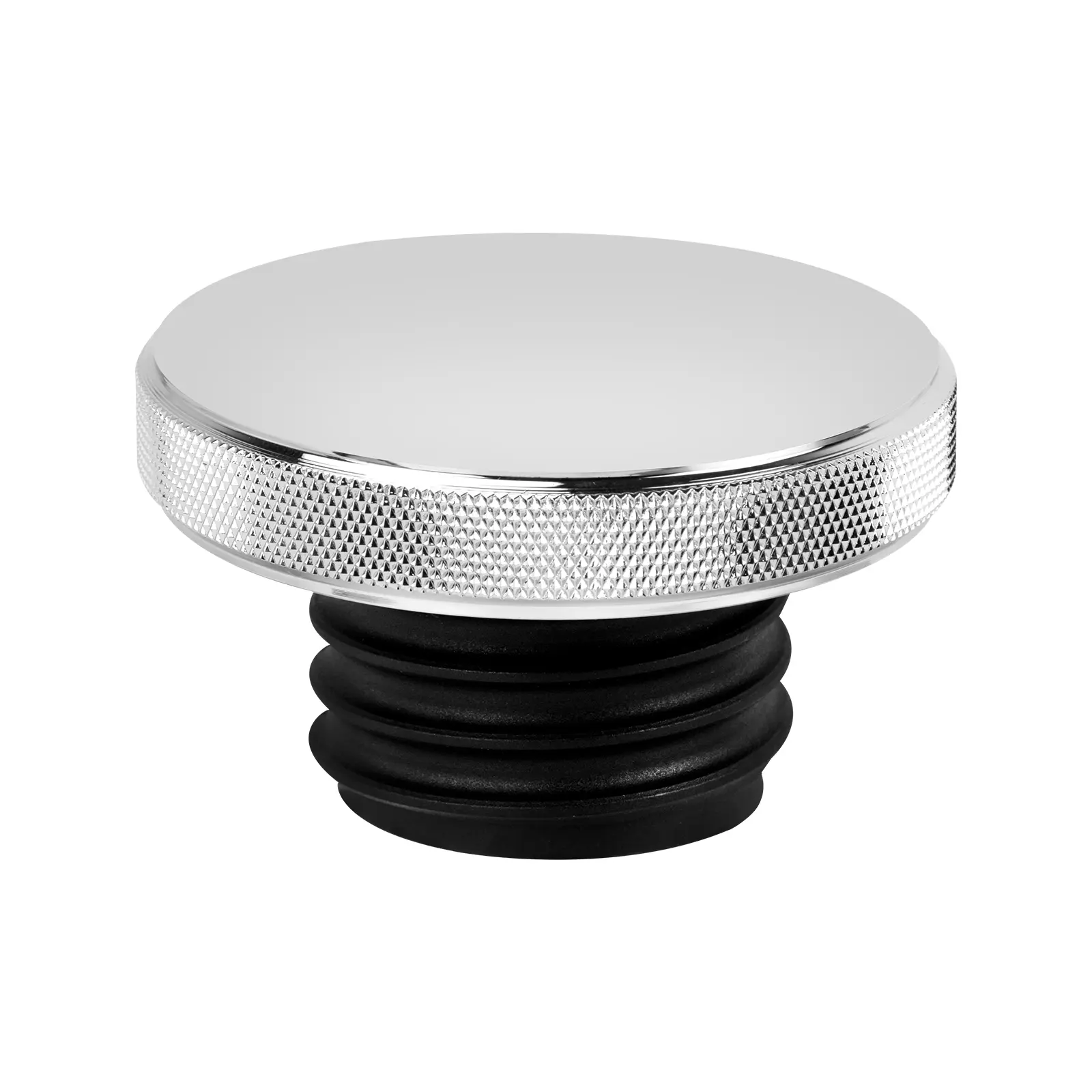 Smooth Chrome Vented Fuel Gas Tank Cap With Right-Hand Thread, Fit For Softail Motorcycles, Built-In Vent Anti-Vacuum Design, Direct Replacement Mod Parts