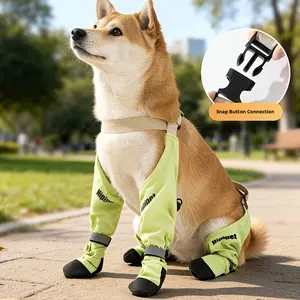 Dog Boots Adjustable Dog Foot Covers Waterproof Anti-dirty Puppy Shoe Cover Non Slip Reflective Dog Rain Pants Pet Strolling