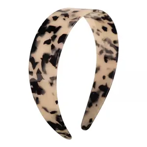 Thick Tortoise Shell Headbands for Women Girls Non Slip 1.5in Wide Tortoise Headband with Teeth Bendable Acetate Plastic Hairband French Retro Leopard Hair Accessories