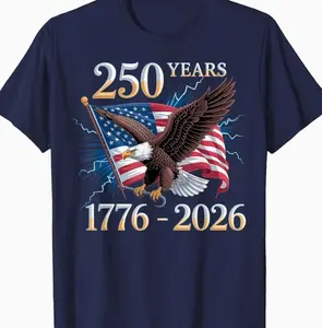 Eagle and Flag 250 Years 1776-2026 250th Birthday T-Shirt Perfect Idea Design Graphic Print Gift for Her Him Men Women Tees