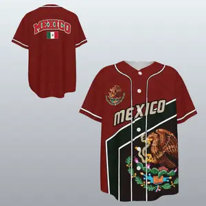 Mexico Eagle Baseball Jersey Mexican Flag Button Up Shirt Cinco De Mayo Patriotic Jersey Gift for Men Women