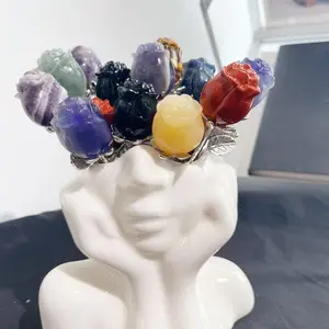 【Crystal Bliss Shop】Crystal Rose with metal branch, multiple colors, different materials, easy match with other accessories, Valentine's Day gift,Mothers day gifts, Anniversary gifts