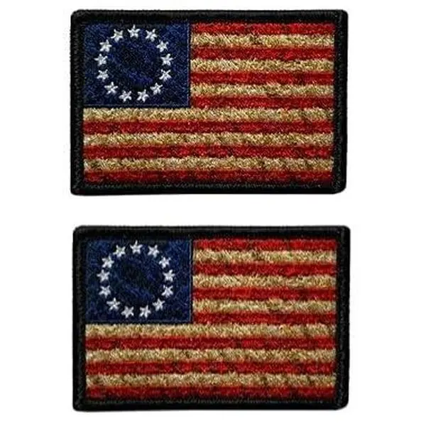 Betsy R. Distressed USA Flag Patch (Iron on Sew on -3.0 X 2.0 -BD5) 2 Piece for Jackets, Vests, Hats, Backpacks, and Tactical Gears.