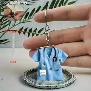 Personalized Stethoscope Nurse Keychain 2D Flat Hospital ID Card Holder Cute Medical Pendant Durable Portable Nursing Accessory Exquisite Daily Carry Ornament Practical Souvenir Perfect Gift For Nurse Graduates Medical Practitioners Hospital Staff Daily W