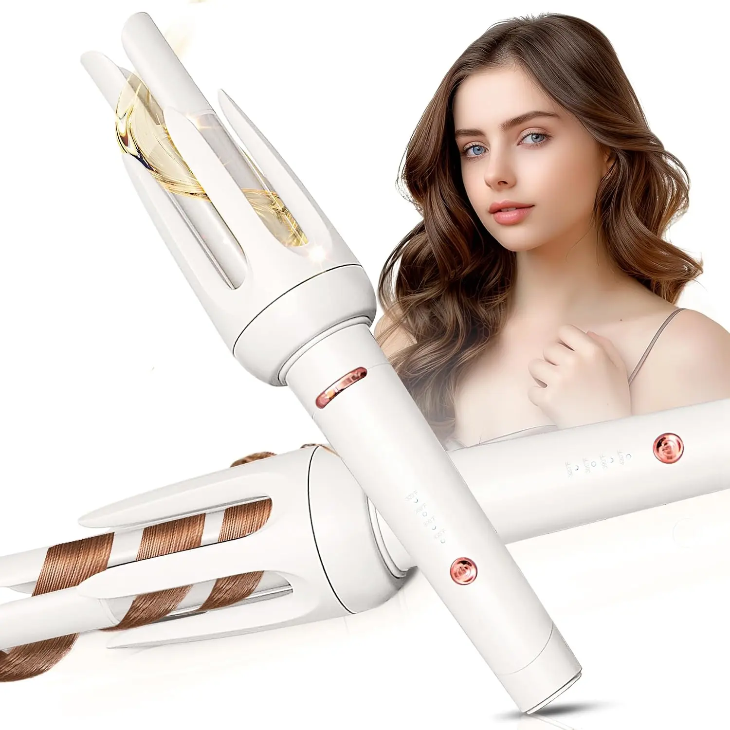 1.2 Inch Conical Automatic Hair Curler, Auto Curling Iron with 4 Temperature & 3 Timers, Ceramic Glaze Anti-Tangle Rotating Wand, Fast Heating Hair Styler for Long Short Hair, Travel Salon Home, Gift for Women，Ideal Gift Choice