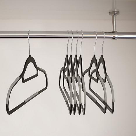 Elama Home 50-Piece Plastic Non Slip Hanger Set in Black and Gray