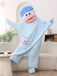 Unisex Cartoon Long-Sleeve Big-Mouth Monster Thick Onesies, Autumn & Winter Outdoor-Ready Sports Loungewear Set sweatsuit