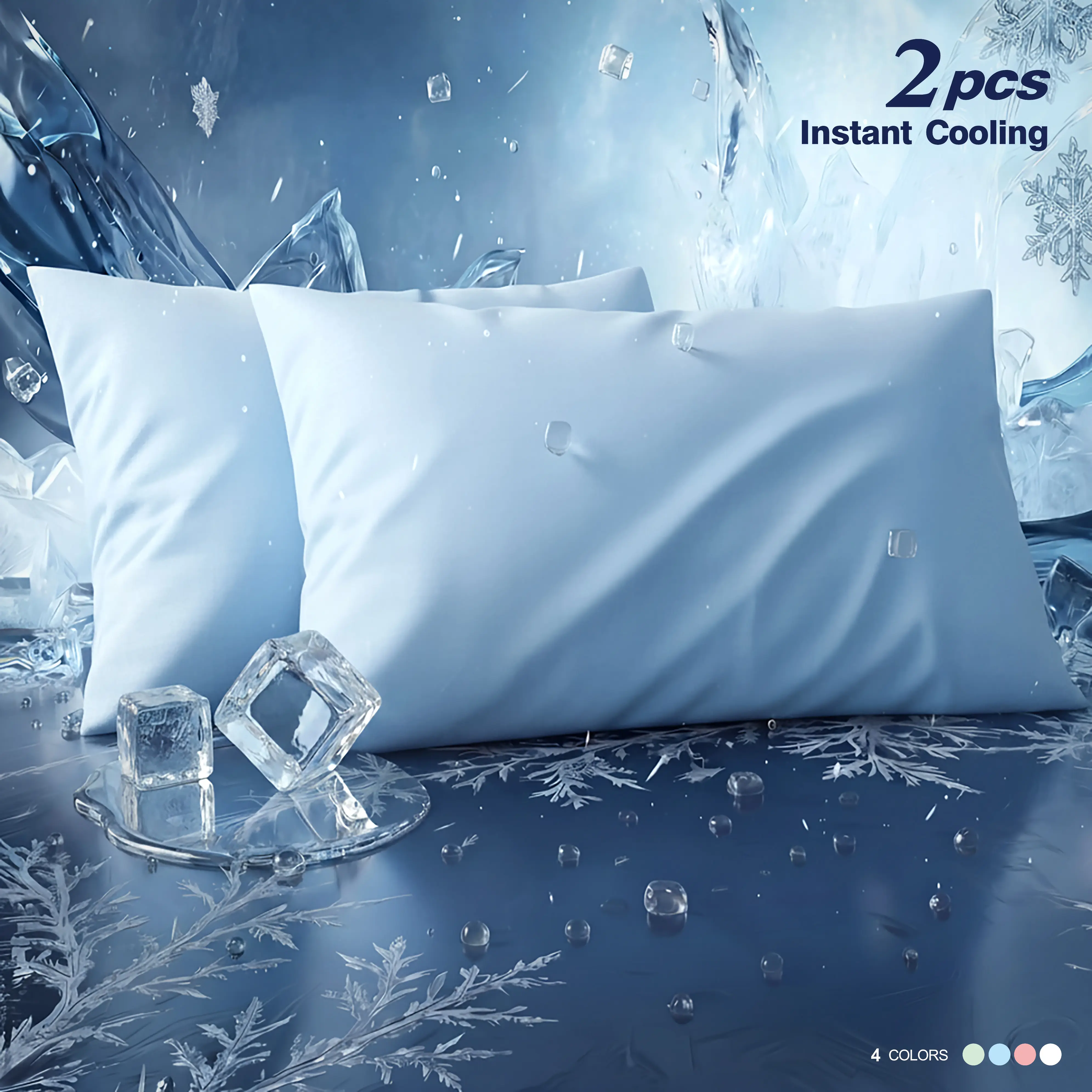 2-Pack Silky Smooth Cooling Pillowcases, 90% Nylon Bedding Covers with Deep Envelope Closure, Fade Resistant, Friction-Free Surface for Hot Sleepers, Breathable & Gentle on Hair & Skin (Cooling Sleep Support)