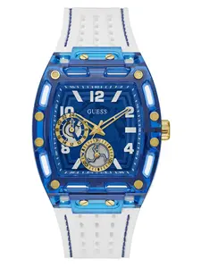 GUESS Male Blue and White Silicone Multifunction Watch