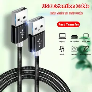 Durable Braided USB Extension Cable, Male to Male Type A, Suitable for Data Transfer with Devices Like Hard Drives, Laptops, DVD Players, Tvs, Monitors, Cameras, Set-Boxes, And Writing Boards