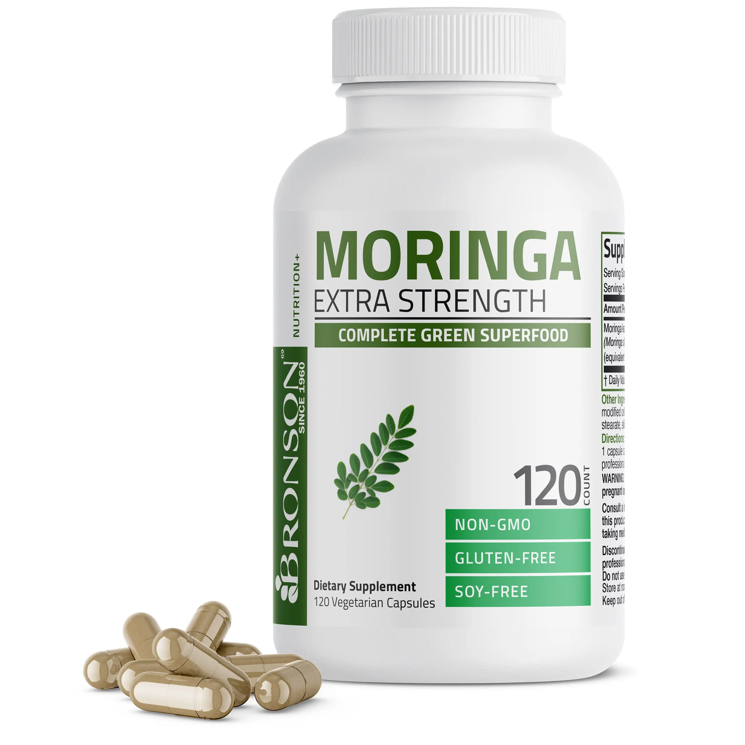 Bronson Moringa Extra Strength Capsules - Moringa Powder for Healthcare Dietary Immune Support & Nutritional Benefits - Supplement